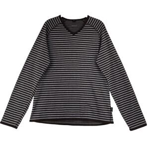 Hugo Boss Mens Size Large Cotton Sweater V Neck Brown Gray Stripe Long Sleeve